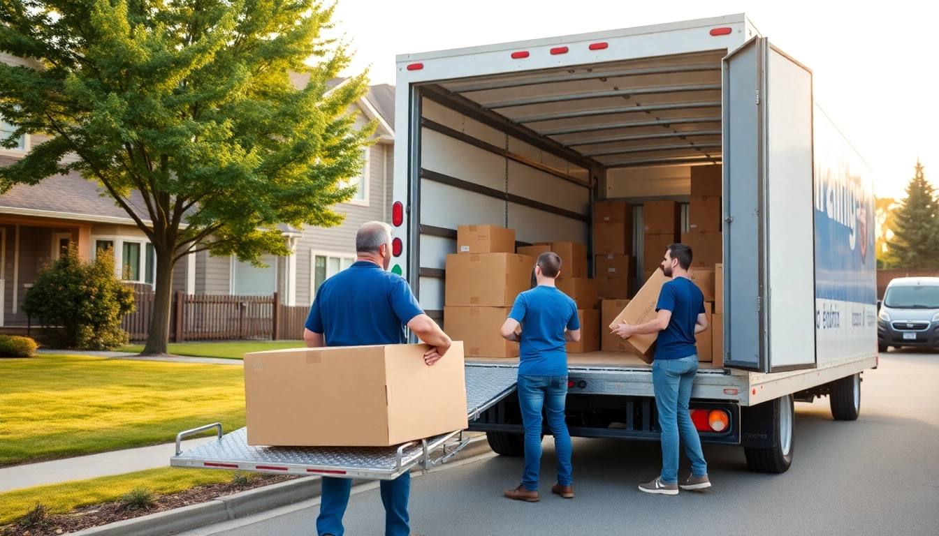 Reliable long-distance moving Calgary team loading boxes into truck with care, ensuring smooth relocation