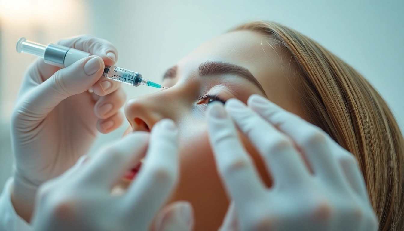 Botox Behandlung: Fachkundige Injektion für glatte Haut in einer modernen Klinik mit beruhigender Atmosphäre.