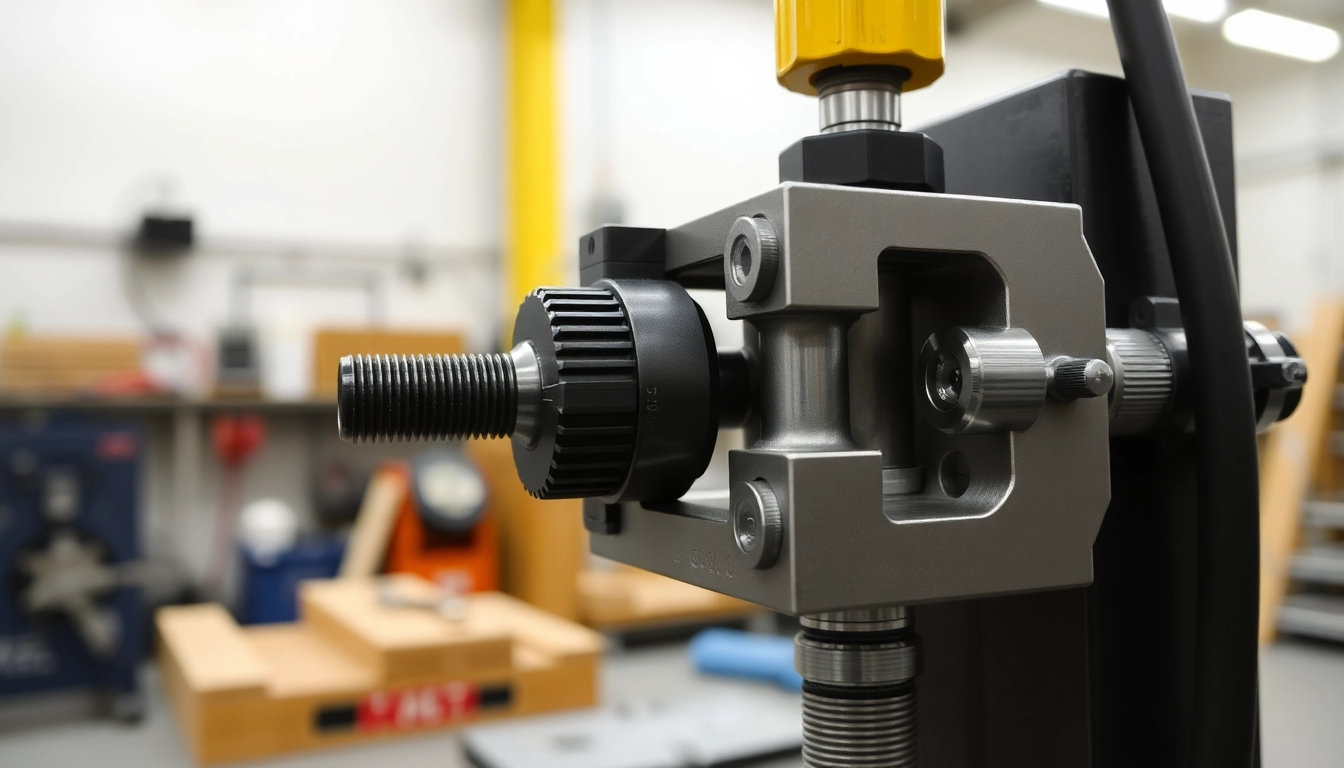 Effiziente pneumatische spannvorrichtung im Einsatz bei Werkzeugwechsel, hochwertiges Bild mit klarer Sicht auf die Mechanik.