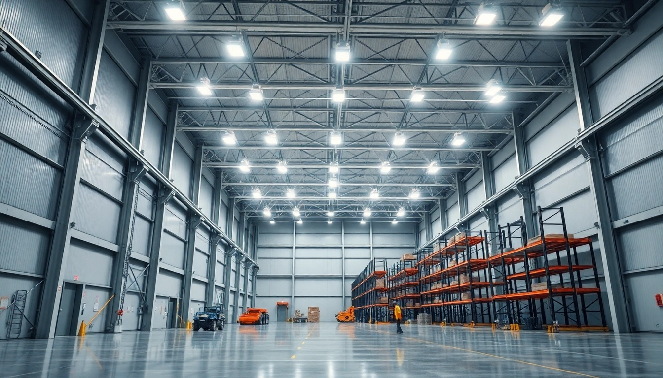 Moderne Industriehalle mit LED-Beleuchtung