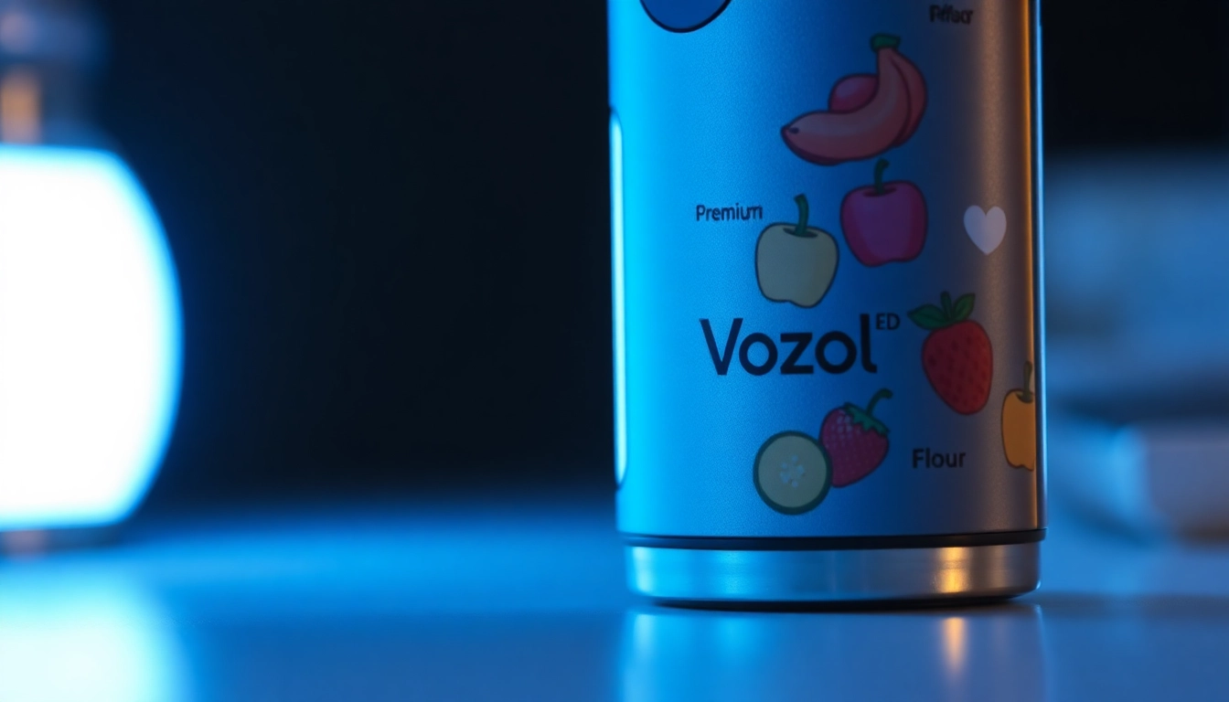 Vozol Puff disposable vape device with colorful flavor graphics, sleek design, and modern look, highlighting its high puff capacity and vaping appeal for enthusiasts.