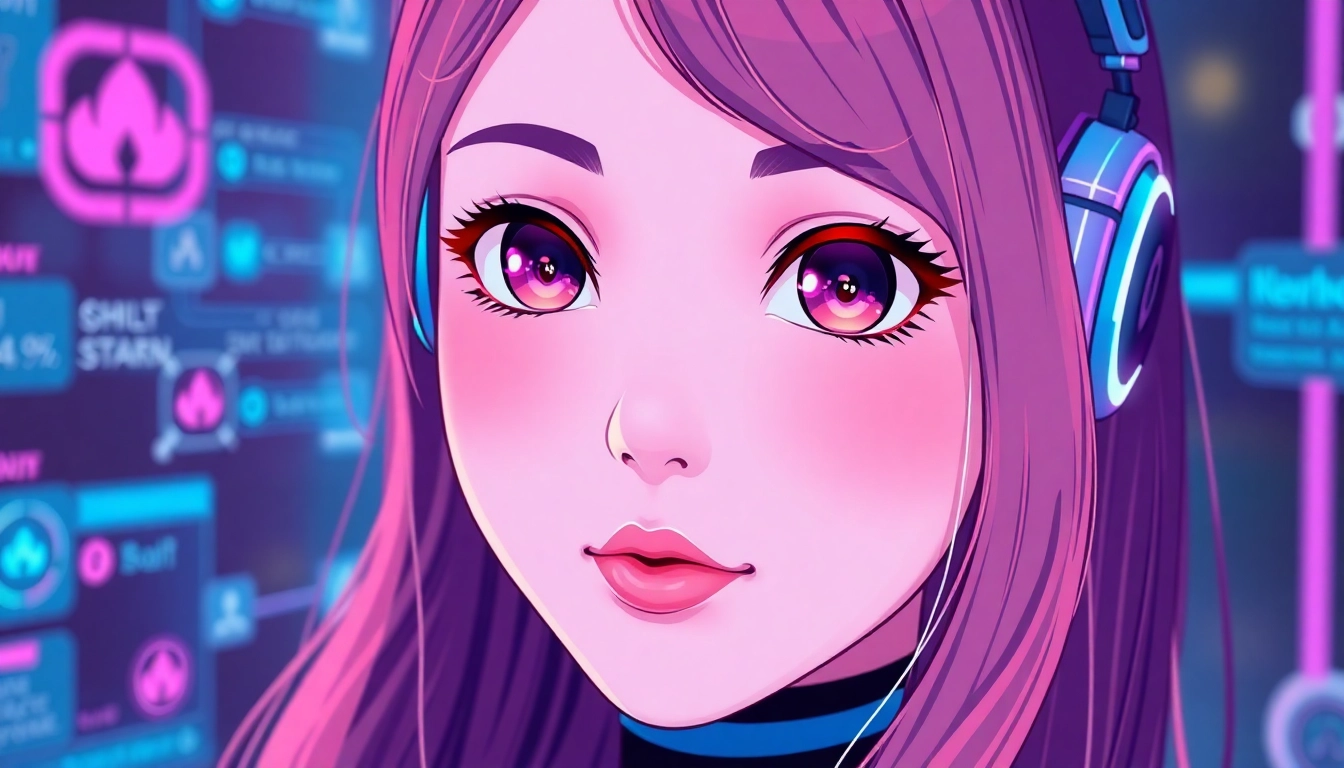 AI girlfriend engaging in a realistic, flirtatious conversation on a sleek digital screen, highlighting intimacy and advanced AI features.