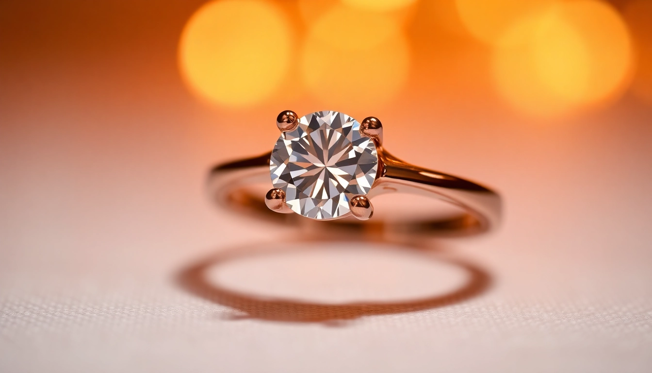 Elegant red gold engagement ring with shimmering diamond, perfect for special moments