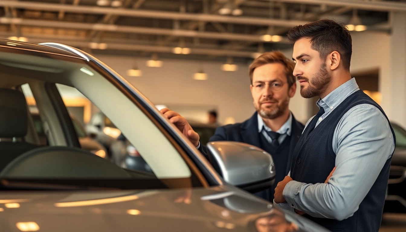 Auto dealership team preparing for acquisto auto usate torino transactions in a modern showroom