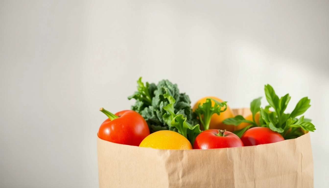 High-quality torba papierowa being filled with fresh vegetables, emphasizing eco-friendly