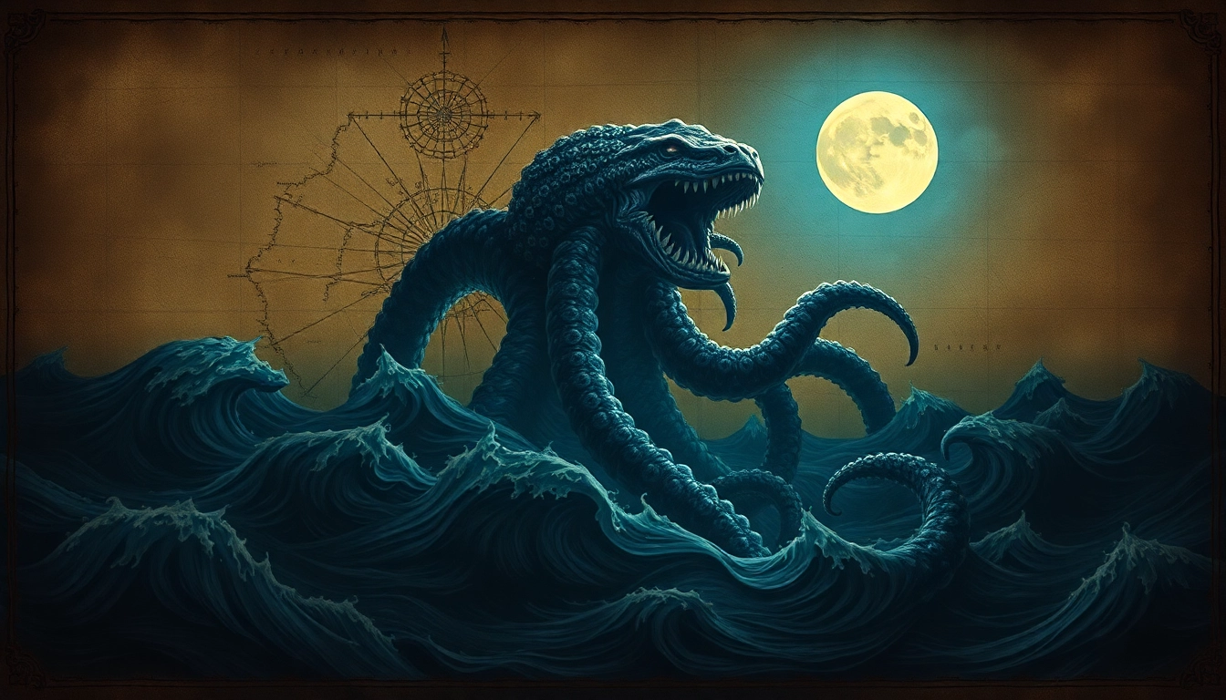 Explore the with detailed illustrations of legendary sea monsters capturing ancient maritime
