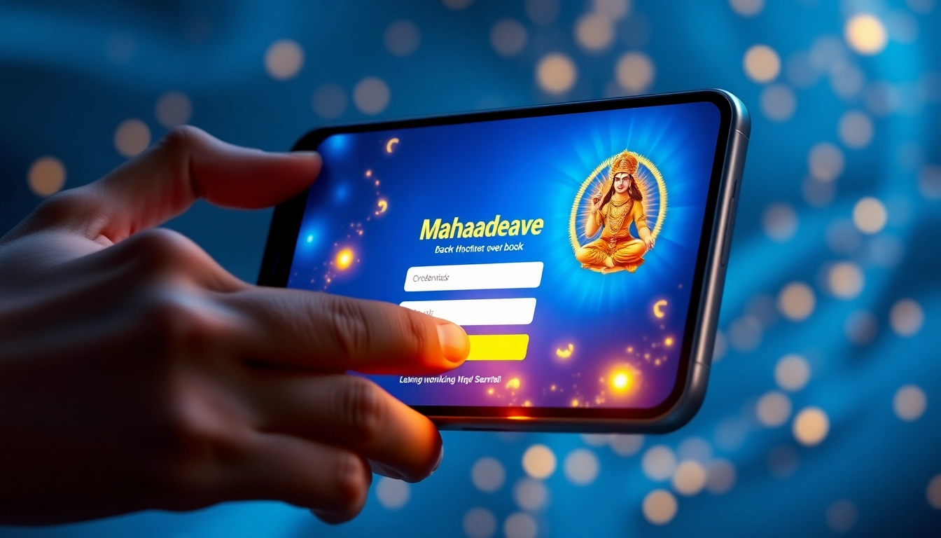 Secure Mahadev book login interface with user entering details on mobile device showing betting